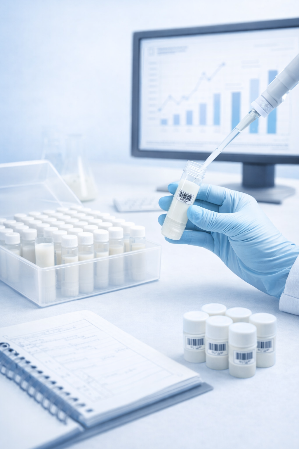 comprometidos con la investigación y docencia viales de leche en criotubos